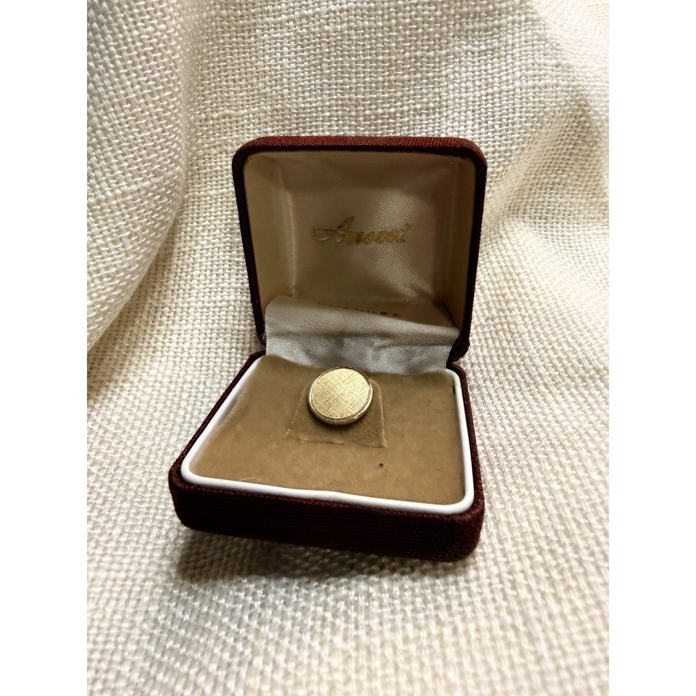 Vintage Anson Gold Tone Oval Tie Tack Chain Bar Mens Lapel Pin Made In USA - Picture 6 of 6